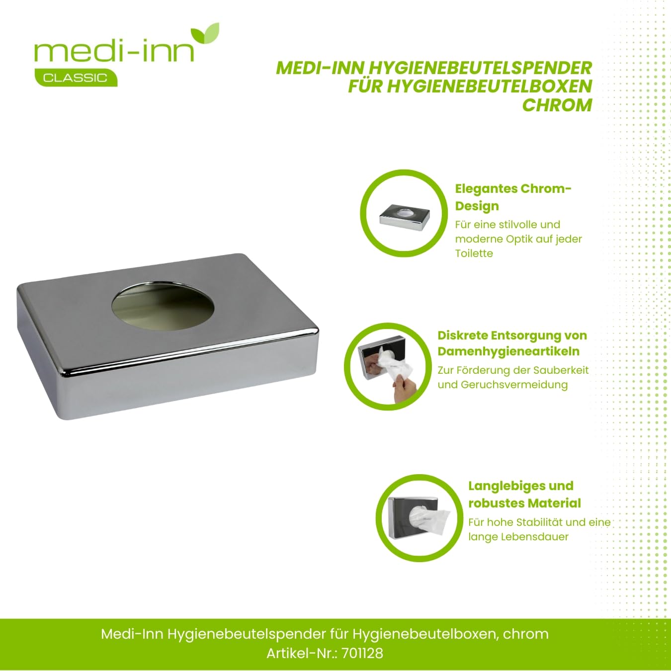 Hygienebeutelbox Soporte 24 Piezas de Medi Inn Hygienebeutelhalter - cromo