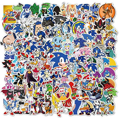 Sonic The Hedgehog Sticker Pack Waterproof Vinyl Stickers for Water Bottles Skateboard Stickers for Teens Laptop Stickers Motorcycle, Bicycle, Graffiti Patches Decal 100Pcs
