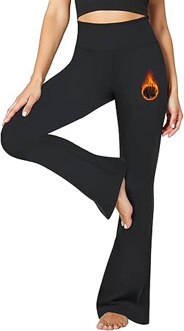 Pantalones de Yoga para Mujer Cintura Alta Pantalón Térmico Invierno Flared Leggings Bootcut Deportivos Térmicos Pantalones Acampanados Forro Polar para Jazz Fitness Trabajo Entrenamient