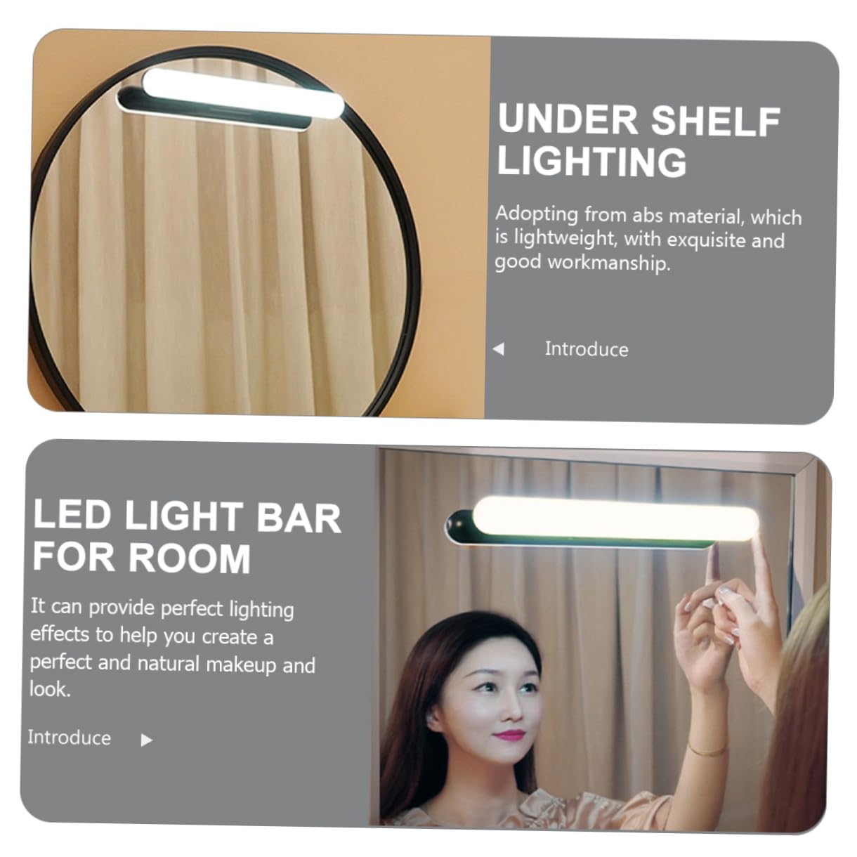 Lámpara de Lectura Táctil para Espejo Luces Magnéticas de Pared, Diseño Moderno en Abs, Luz LED Neutra para Tocador y Baño