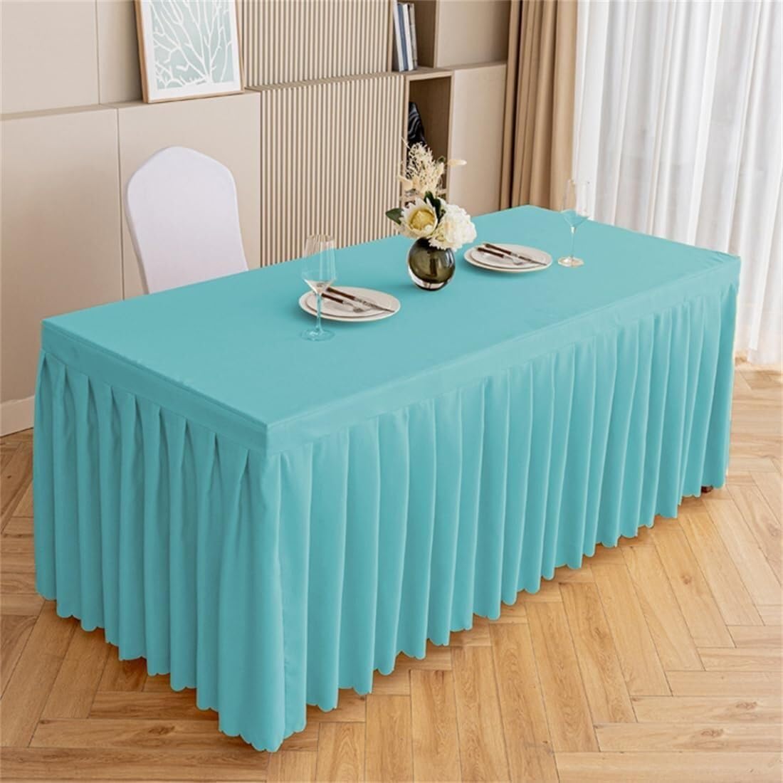 Rectangular Table Skirts, Perfect for Weddings, Banquets, Birthday Parties, and Holiday Celebrations(Camel)