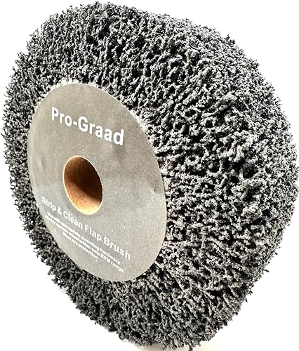 Image of 6 inch x 2 inch Black 40 Grit Extra Coarse Non-Woven Bench Grinder Strip & Clean Flap Brush Wheel, Metal Graining, Stripping, Rust & Paint Removal, Compatible for 1 /2 inch, 5 /8 inch, 3 /4 inch Arbor