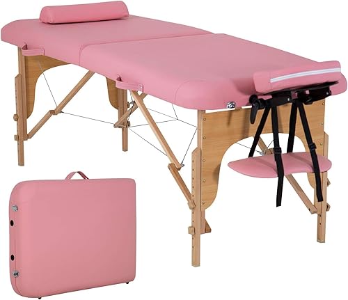 Vista 11 de BestMassage Cama de masaje portátil de 23 pulgadas de ancho, altura ajustable, 2 plegables con bolsa no tejida para spa, masaje de pies, cuidado