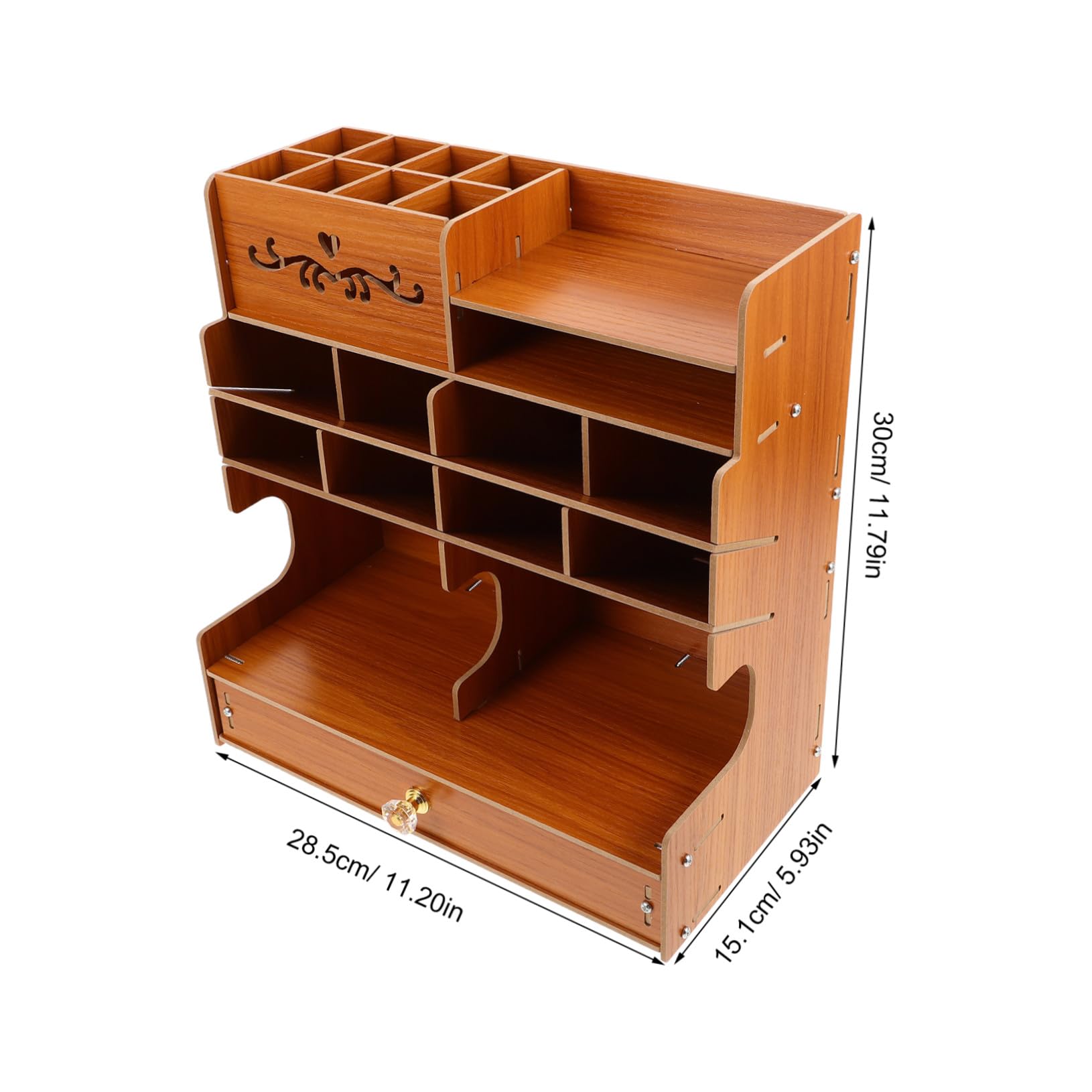 Caja de Almacenamiento de Papelería de Madera Portalápices de Madera con Múltiples Compartimentos Organizador de Escritorio para Bolígrafos para Oficina