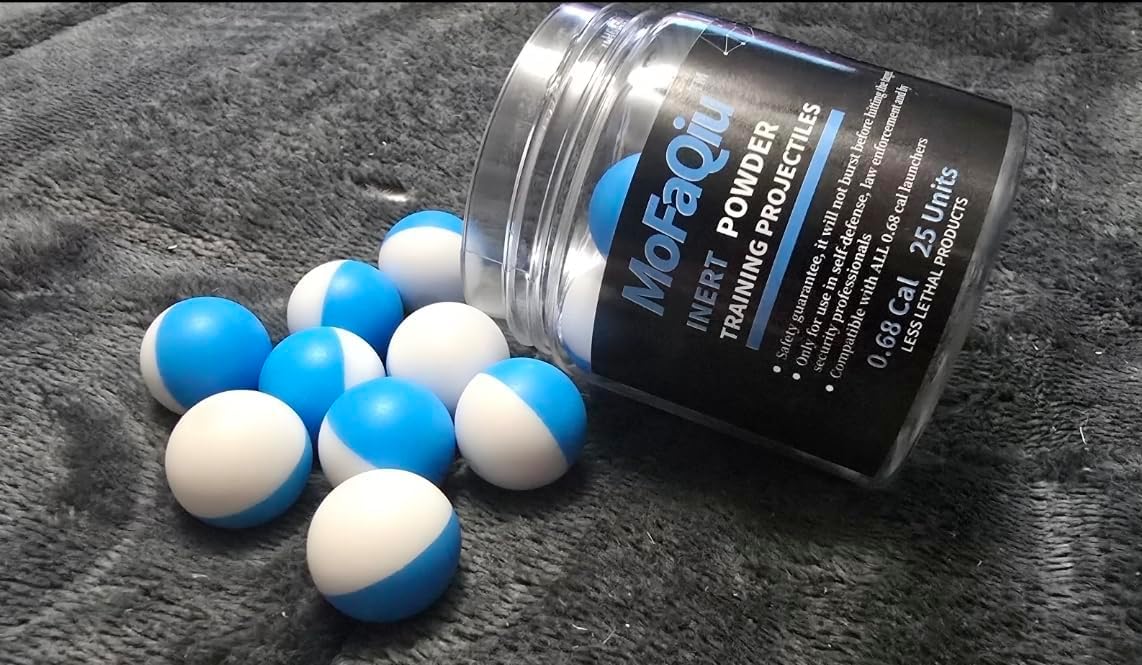 68 Cal Inert Projectile Ball,Fracture Groove Design，Laser Welding,for Training paintballs,Pepper Practice Ball, Pepper Training Ball, Compatible All .68 Cal Pepper Ball launchers