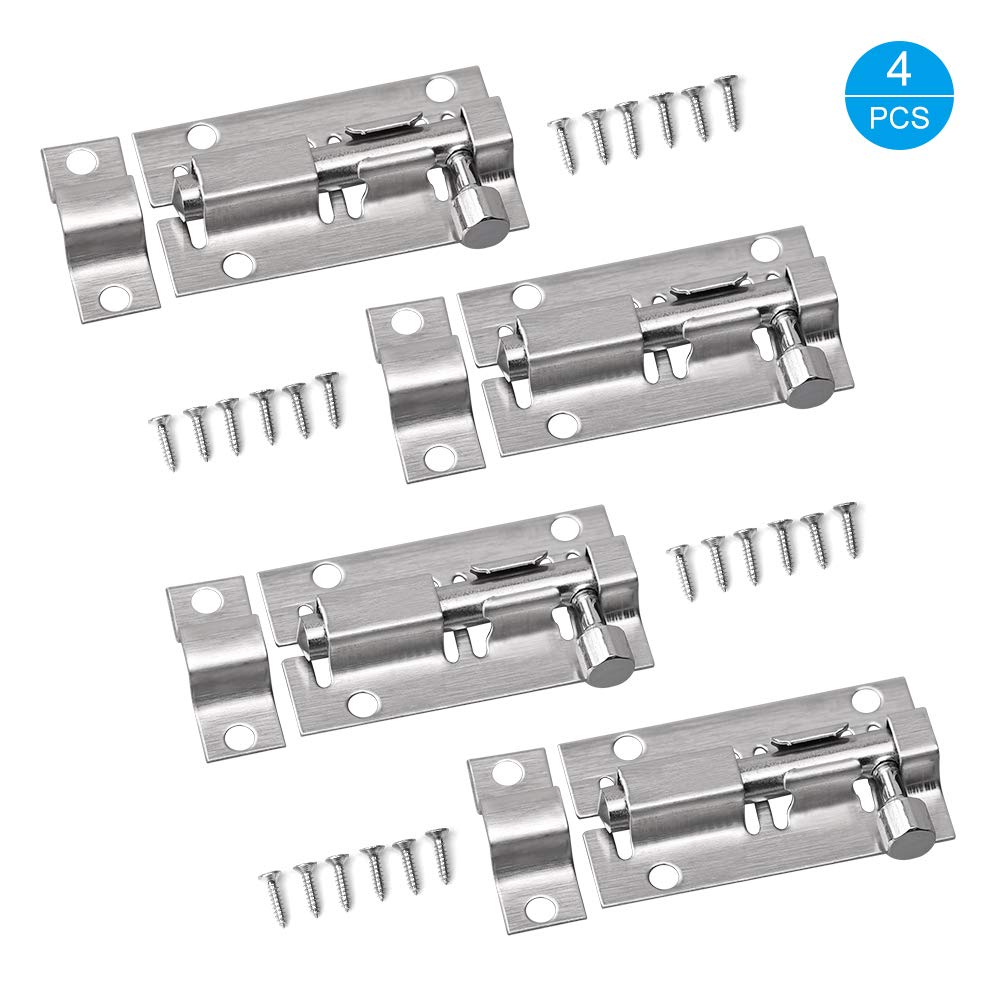 Buy Juibao 4 Pieces Stainless Steel Door Bolt Barrel Sliding Latch Lock