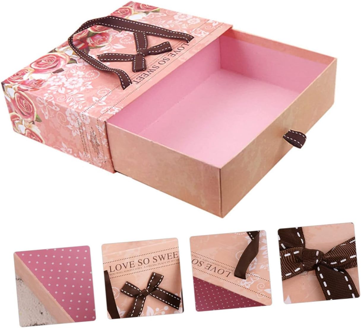 BUTIFULSIC Pink Drawer Gift Box for Festival Packing Handheld Oblong Wrapping Box for Lingerie and Special Occasions Lightweight and Portable Design for Flowers and Crafts image 3