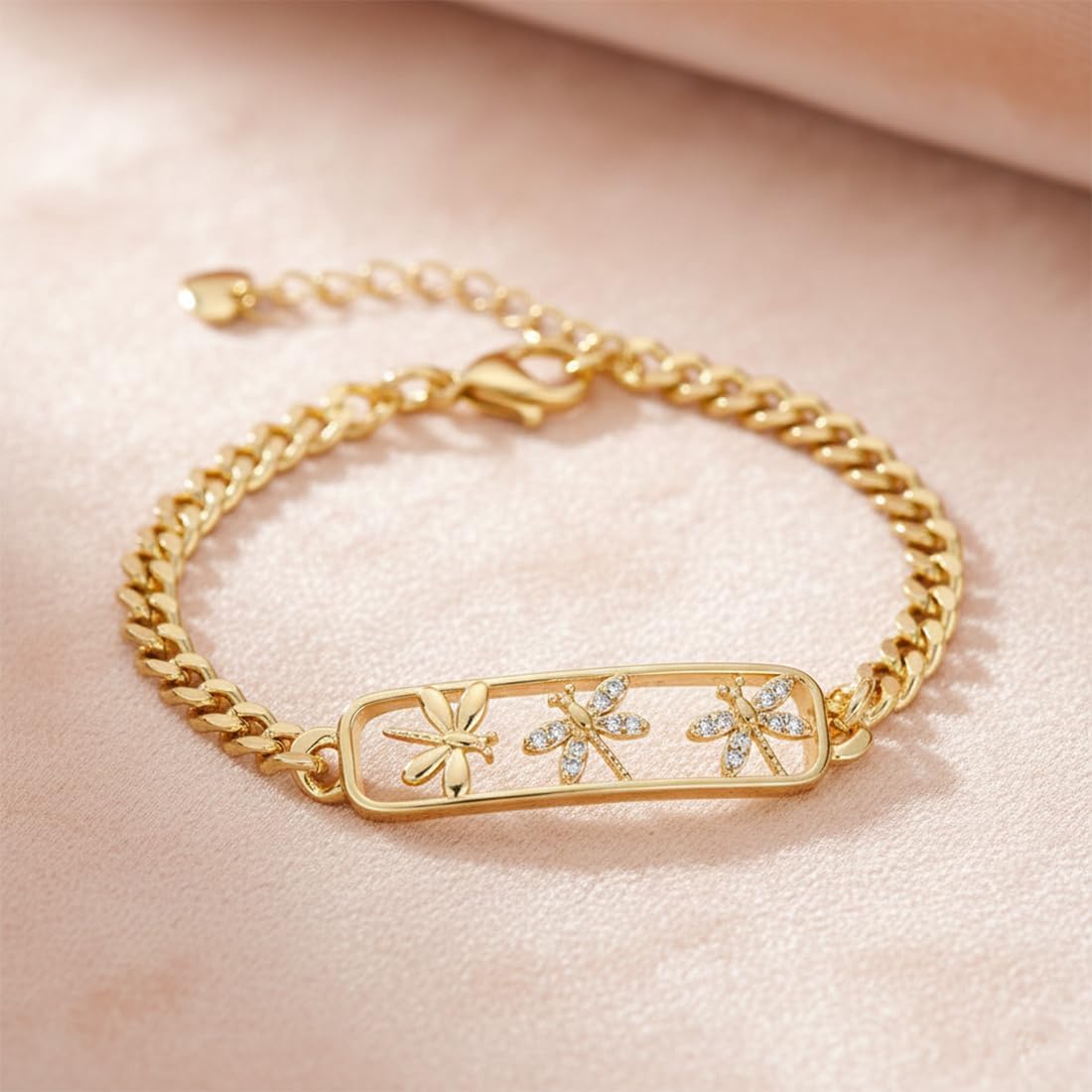 Christmas Gift for Women Dainty Gold Dragonfly Bracelet 14K Gold Plated Chain Bracelet for Girlfriend Elegant Nature Jewelry with Gift Box - Image 5
