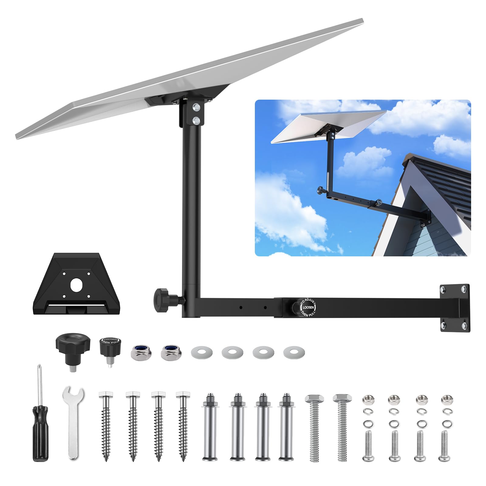 IMAYCC Supporto Starlink Gen 3 Lungo, Scalabile Kit Di Montaggio Starlink V3 Regolabile 360 °con Adattatore per tubo Starlink Gen 3 Parete/Tetto per Internet Starlink Gen 3 Mount