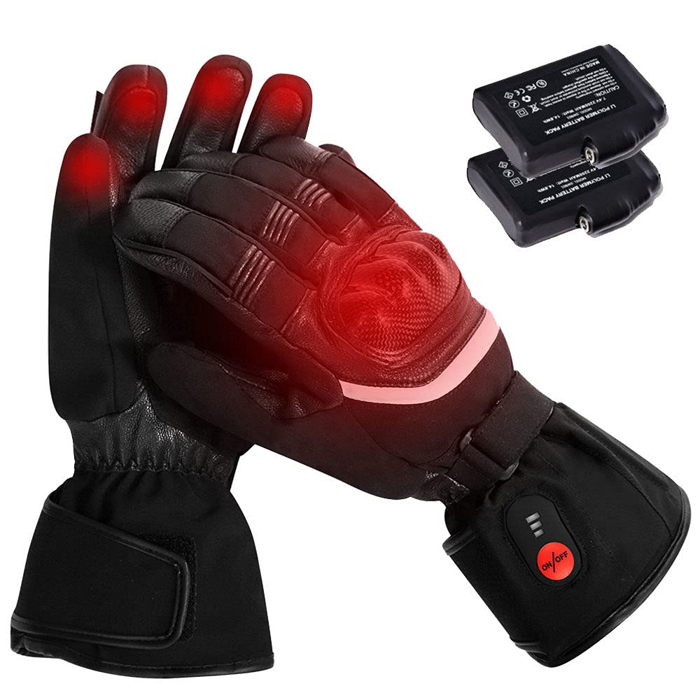 Guanti riscaldati per Uomo Donna, Guanti da Sci riscaldanti elettrici a Batteria Ricaricabile da 7,4 V 2200 mAh per Guanti da Snowboard Moto da Caccia,S