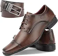 sapato social masculino marrom cappucciono + cinto dupa face