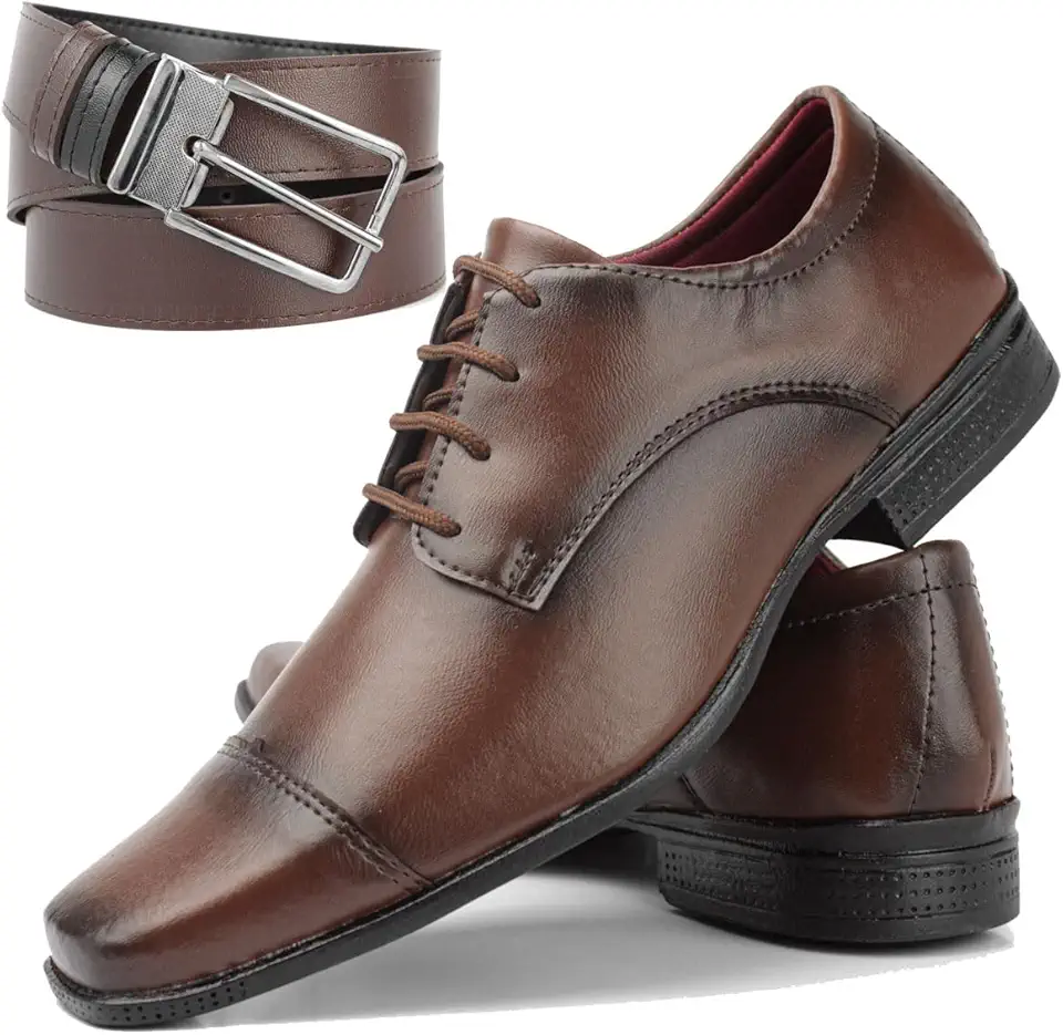 sapato social masculino marrom cappucciono + cinto dupa face