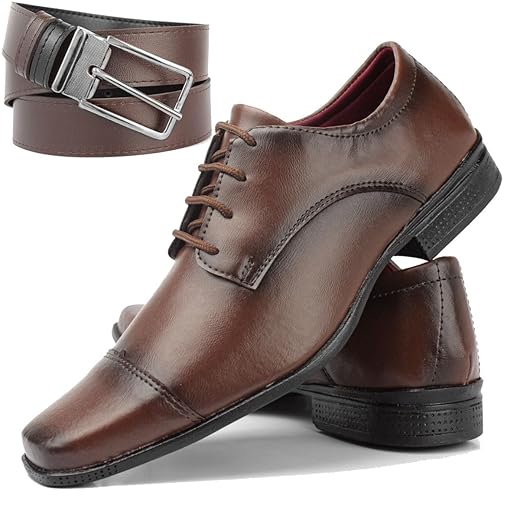 sapato social masculino marrom cappucciono + cinto dupa face
