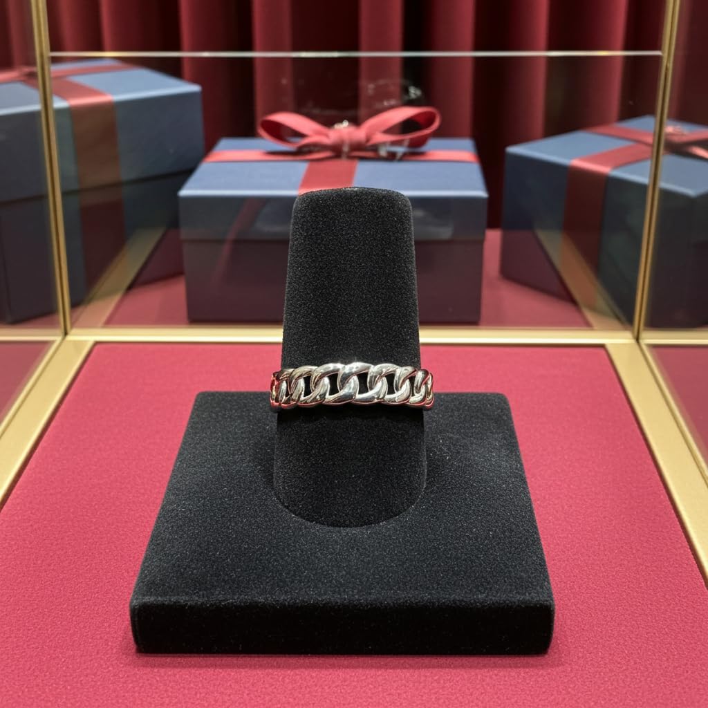 LA BLINGZ Lightweight Gold Cuban Link Chain Band Ring 5mm Polished 10K 14K Yellow White Rose gold