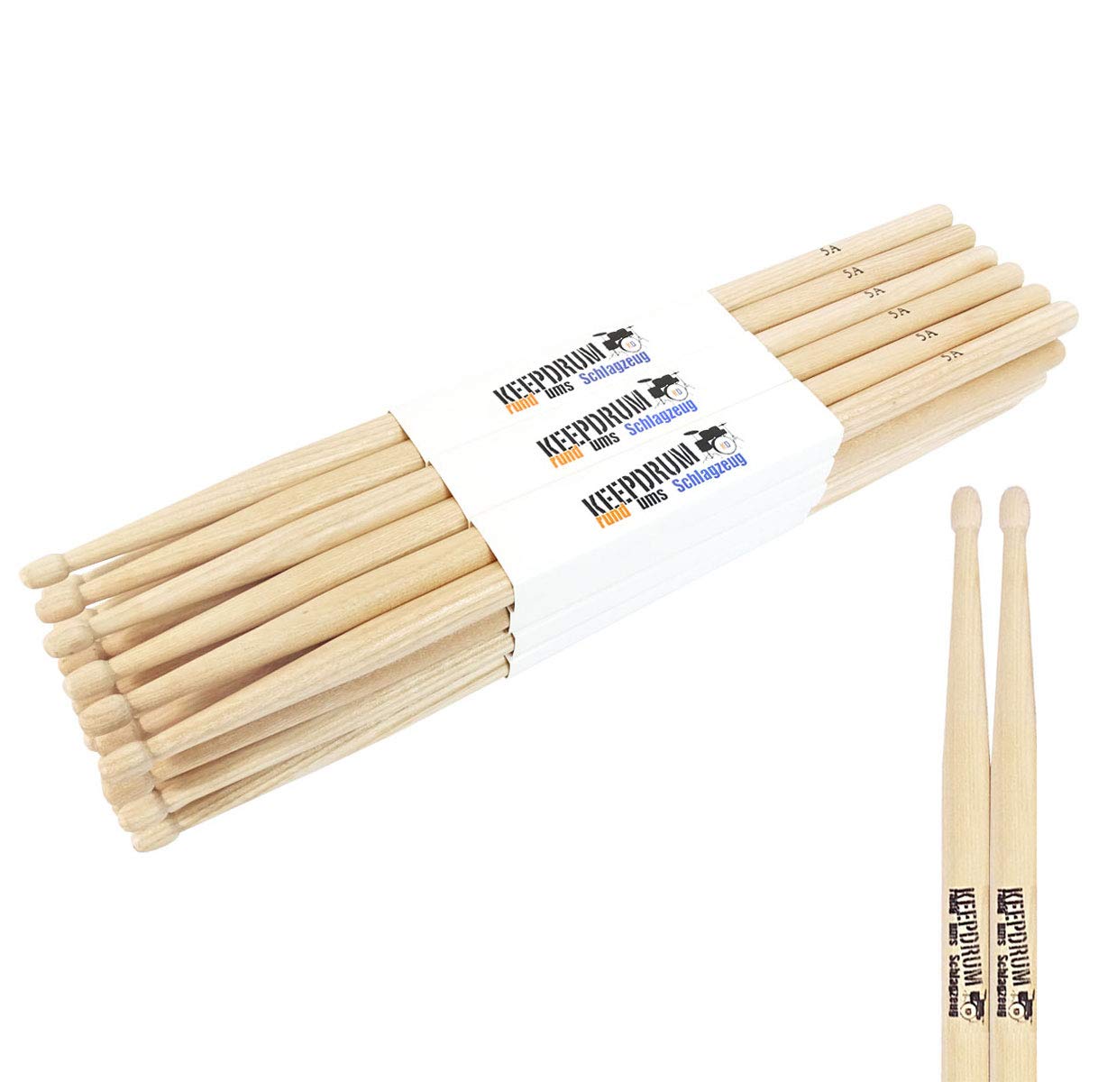 keepdrum 5A Hickory Drumsticks Schlagzeug-Stöcke Wood 12 Paar