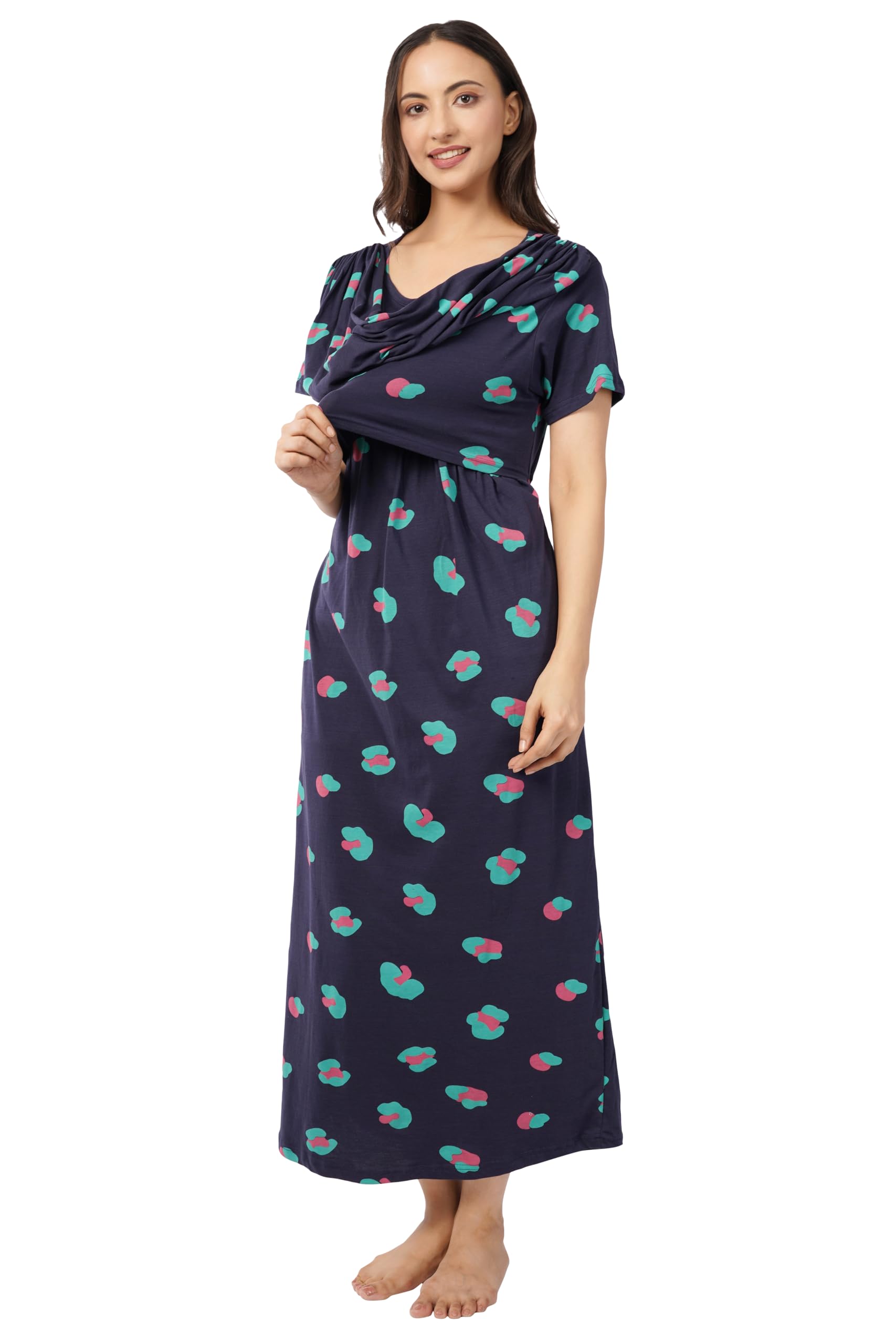 Women's Ribbon Premium Zipless Maternity & Nursing Dress with Sawl– Soft, Comfortable, Breastfeeding-Friendly, Stylish Pregnancy Wear