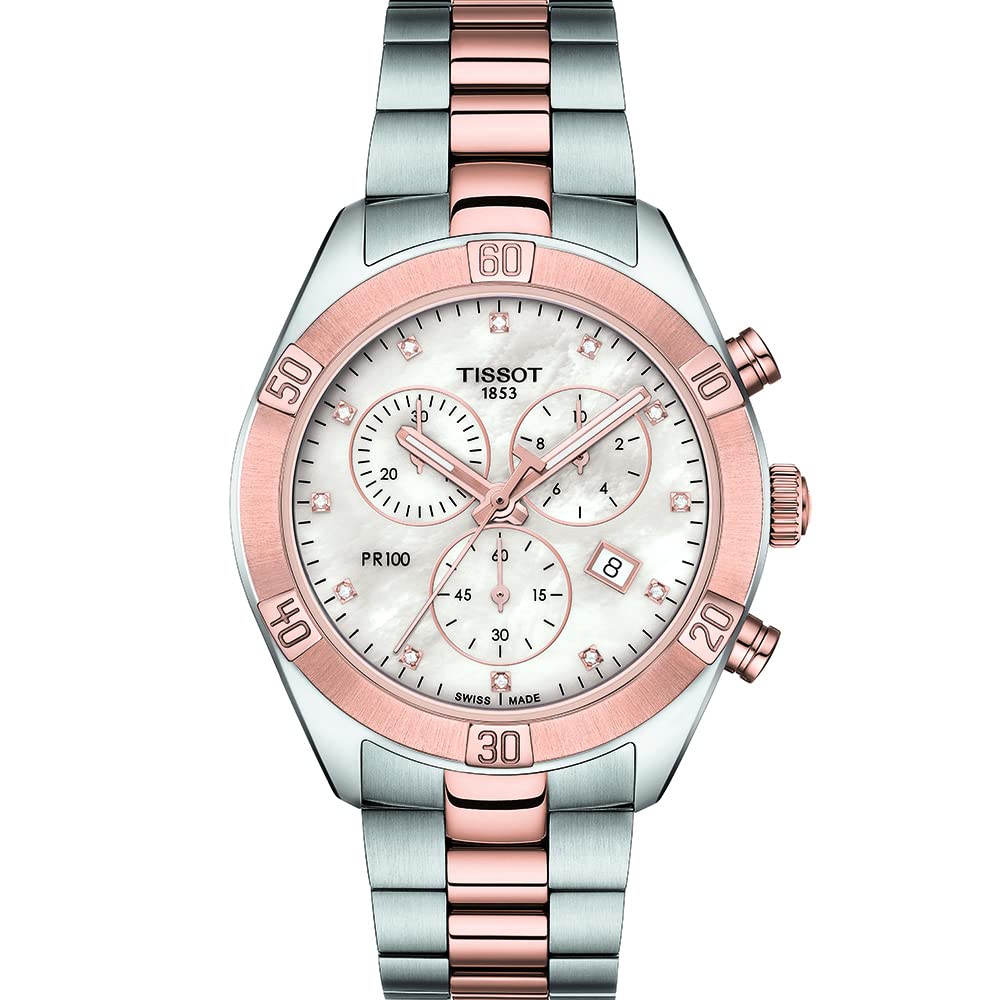 Tissot PR 100 Chronograph Quartz Diamond White Mother of Pearl Dial Ladies  Watch T101.917.22.116.00: Buy Online in INDIA at desertcart
