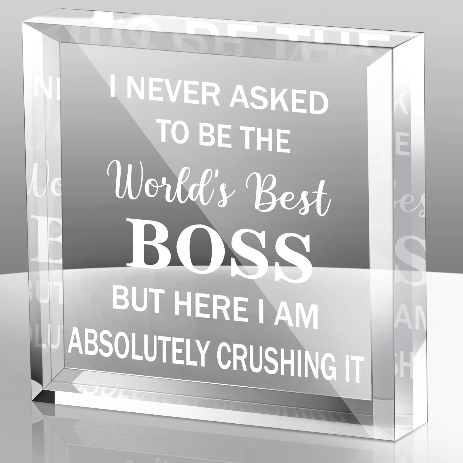 ChunfulChunful Boss Day Gifts Best Boss Acrylic Gifts for Leader Appreciation Plaque Going Away Gift Keepsake Paperweight for Male Female Bosses Coworkers Table Centerpiece