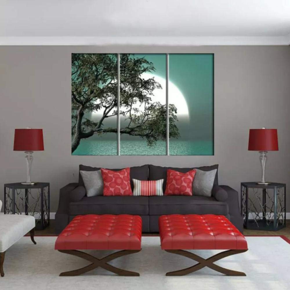 Peinture par chiffres arbre et lune sans cadre tableau toile DIY 40x50cm