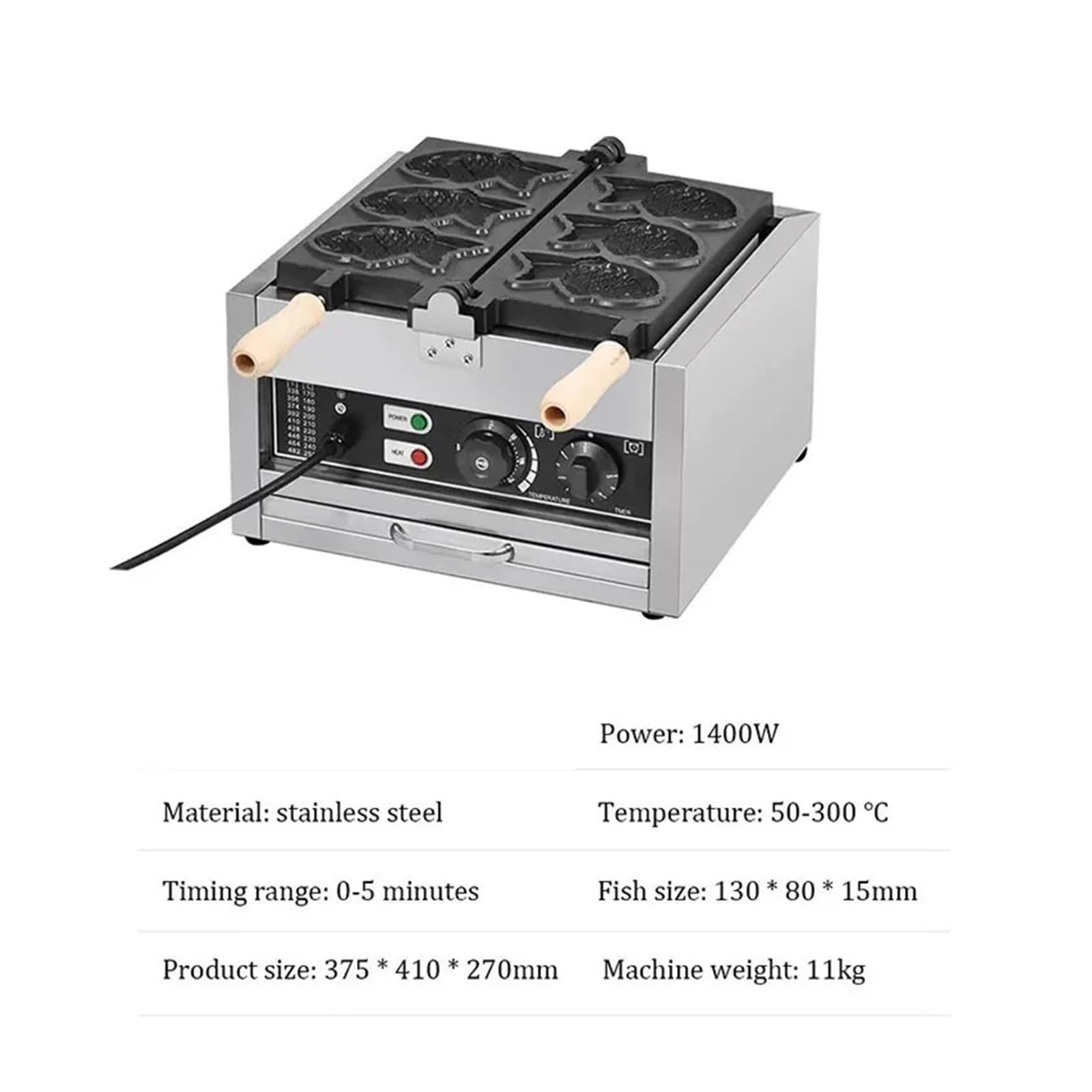 Macchina For Waffle A Forma Di Pesce Elettrico, For Gelato Taiyaki Commerciale, For Muffin, Forno Un'esperienza Cottura Facile Intoppi