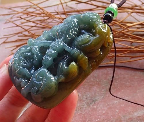 Certified ICY Yellow Green 100% Natural A Jade Jadeite Pendant Mandarin Duck Phoenix Lotus Flower Ruyi Money Coin Necklace 鸳鸯 549654 GS