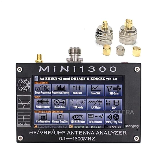 MINI1300 Antenna Analyzer 4.3in TFT LCD Touching Screen 0.1-1300MHz HF/VHF/UHF ANT SWR Antenna Analyzer Meter Frequency Sweep