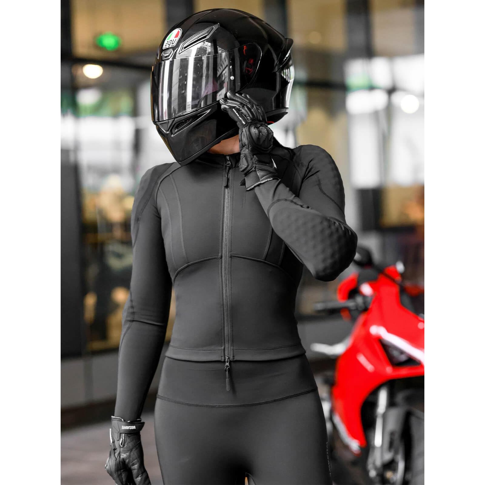 Damen-Motorradjacke aus Mesh, CE-zertifiziert, mit Protektoren, atmungsaktive Motocross-Schutzjacke, Softshell-Fahrshirt mit Protektoren, gut sichtbare Reflektoren für Straße