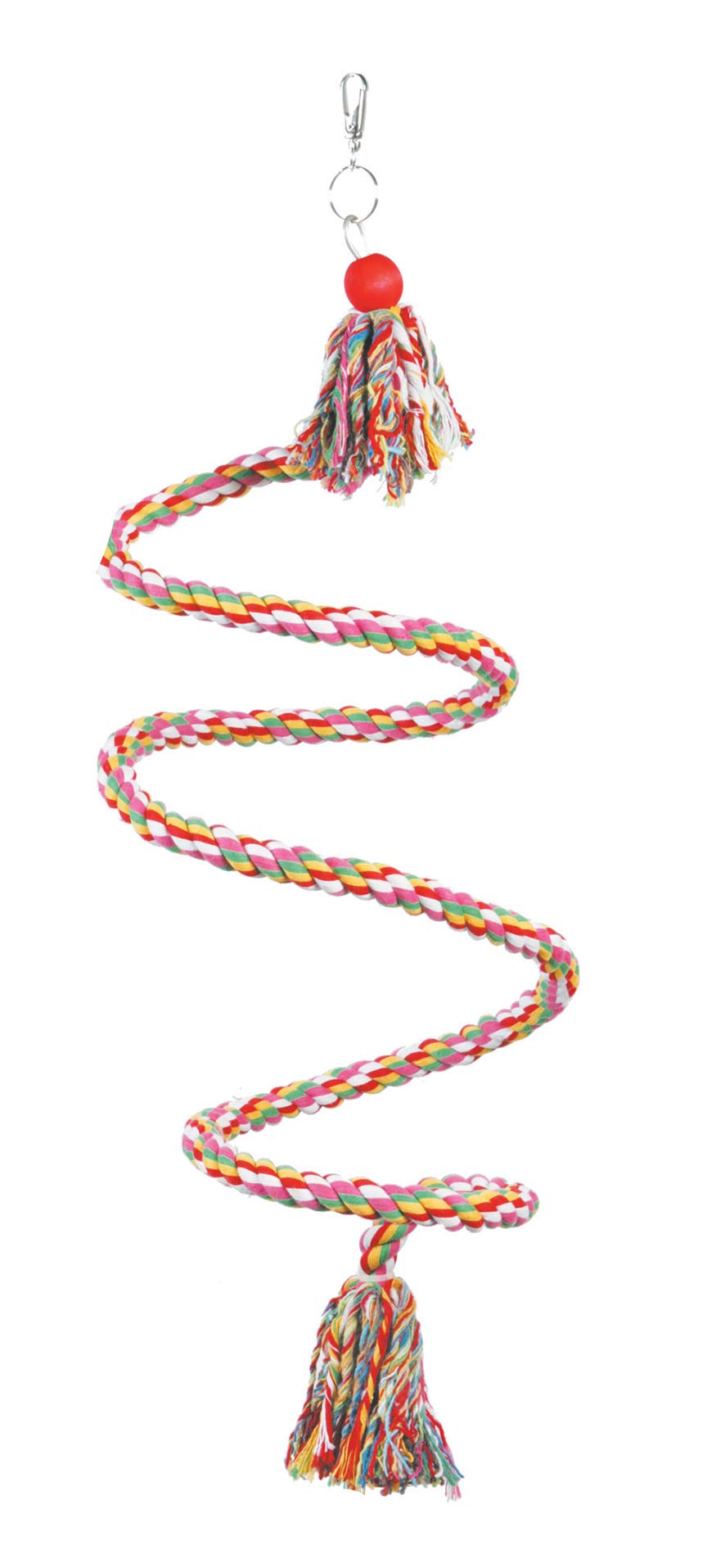 Happy Pet The Bird House Spiral Rope Perch for Birds Multicoloured Fun Interactive Hanging Stable Swinging Exercise Playing Cage Accessory Toy 70cm