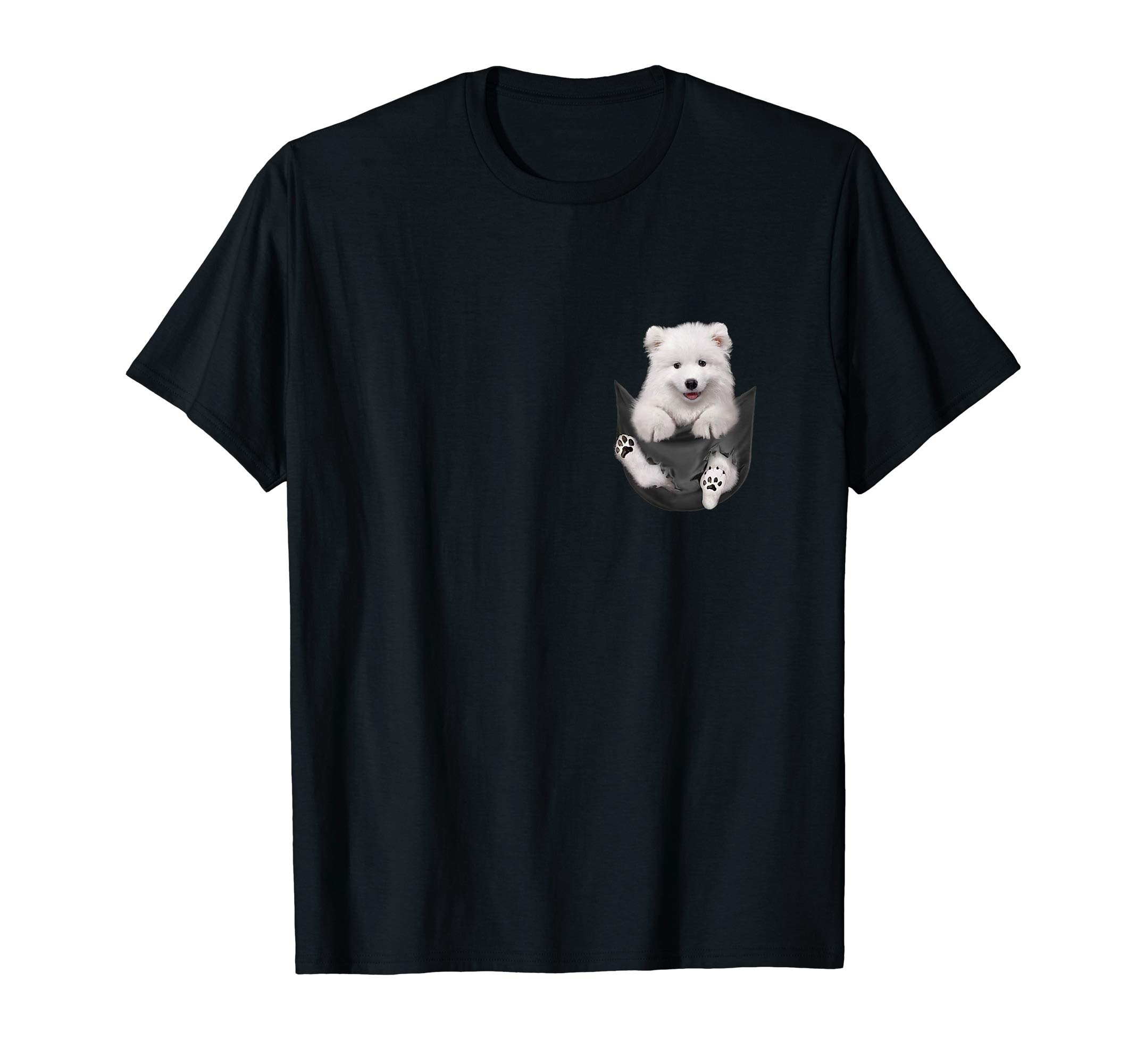 Dog breeds Dog in pocketDog Lovers Gifts Samoyed In Pocket Funny Dog Face T-ShirtOEKO-TEX STANDARD 100