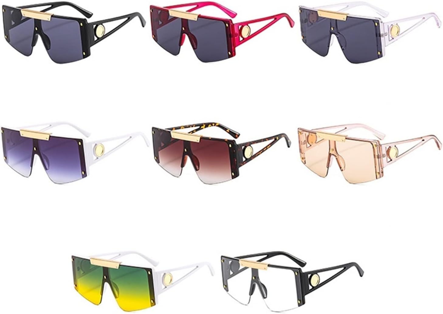 Oversized Ladies Sunglasses Luxury Big Frame Glasses Man Vintage Flat Top Square Arched Wide Leg Sunglasses Women UV