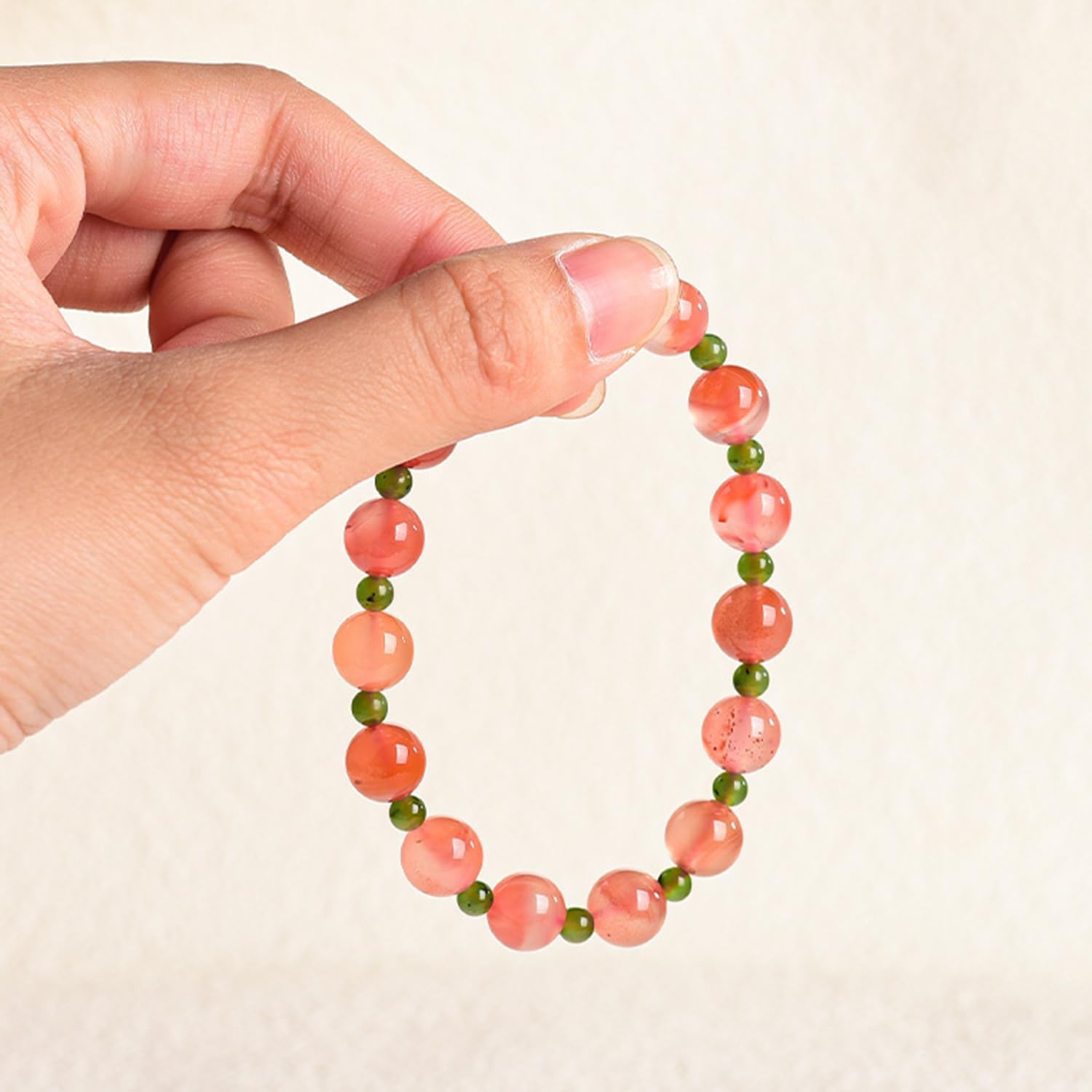 Braccialetto da donna in giada Hotan naturale rosso meridionale, elastico, fatto a mano, braccialetto fai da te, regalo