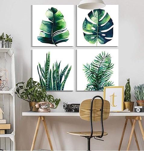 Miniatura 144 de Arte de pared de naturaleza con plantas verdes, decoración de pared de hojas botánicas tropicales, impresiones en lienzo para dormitorio, Hoja