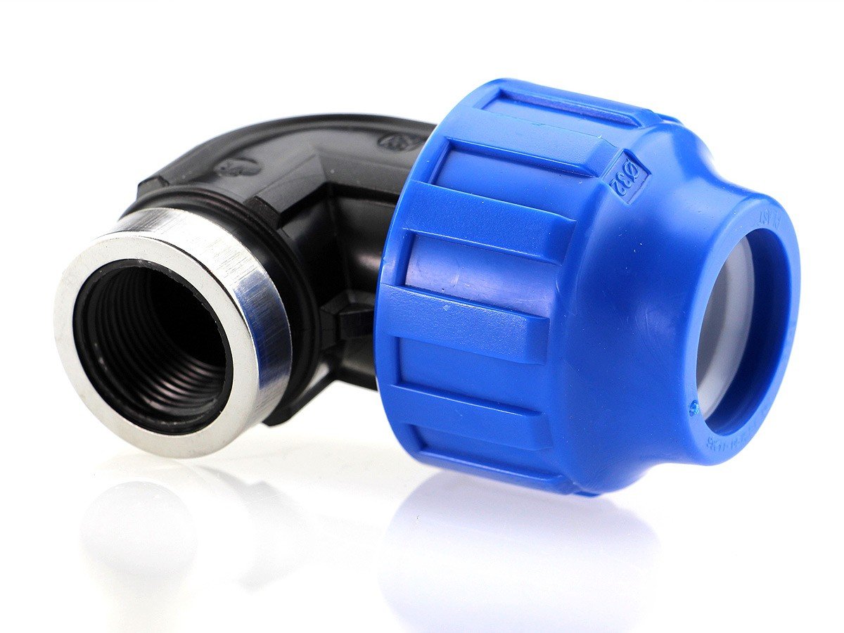 2x 90° Winkelverschraubung 25 Mm X 3/4″ Mit Wandhalterung – PP Fitting Verstärkt, PN16, Für PE-Rohr – MONTERAL