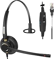 Vista 1 de Arama Auriculares de teléfono con cable mono con micrófono con cancelación de ruido compatibles con ShoreTel Plantronics Polycom Zultys Toshiba NEC