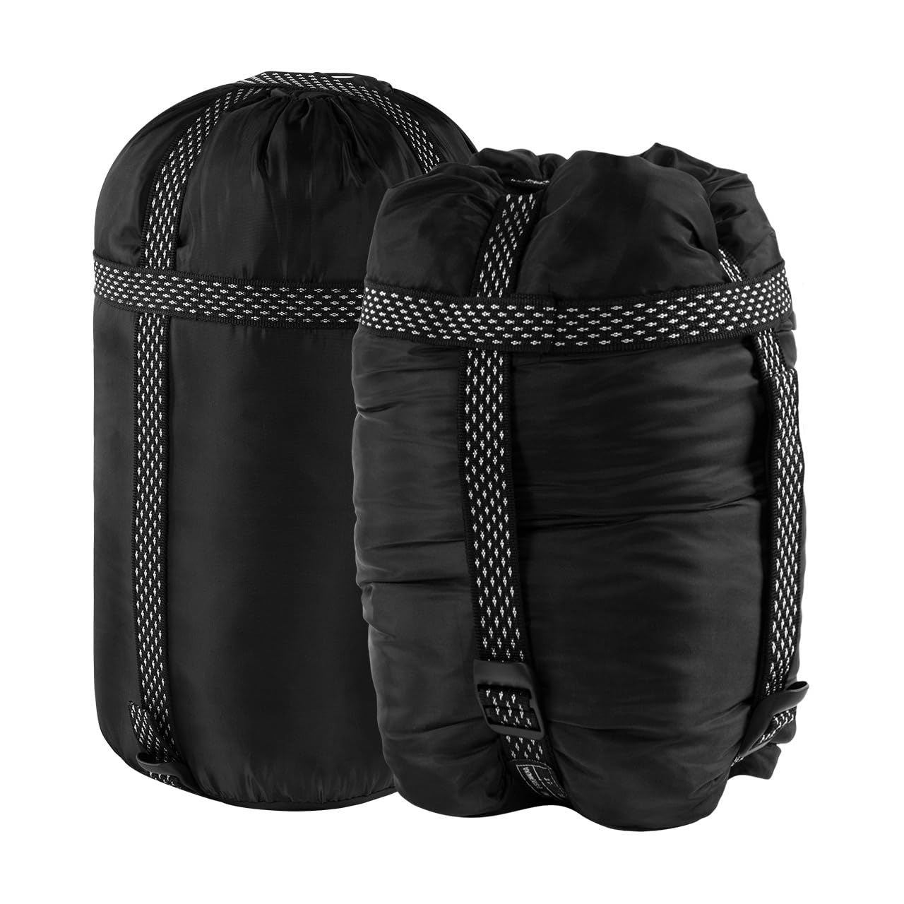 Alpinus - Śpiwór Turystyczny Warm 1350, Śpiwór Kopertowy 215 cm x 80 cm, Pokrowiec z Możliwością Kompresji, Dwukierunkowe Zamki- czarny AC18954 Prawy
