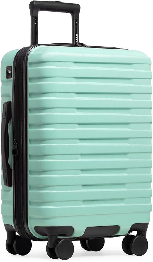 U.S. Traveler Boren Polycarbonate Hardside Rugged Travel Suitcase Luggage with 8 Spinner Wheels, Aluminum Handle, Mint, Carry-on 22-Inch, USB Port