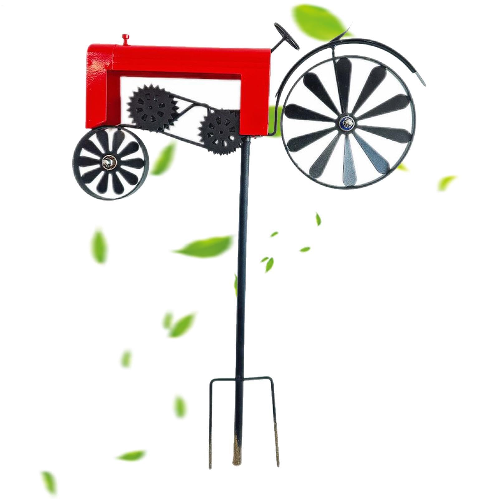 Moulin à vent de jardin tracteur en métal pour pelouse