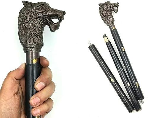 World Craft Art - Bastones de madera de oso de bronce para caminar, bastones de madera, bastones de madera, bastón hecho a mano, color negro