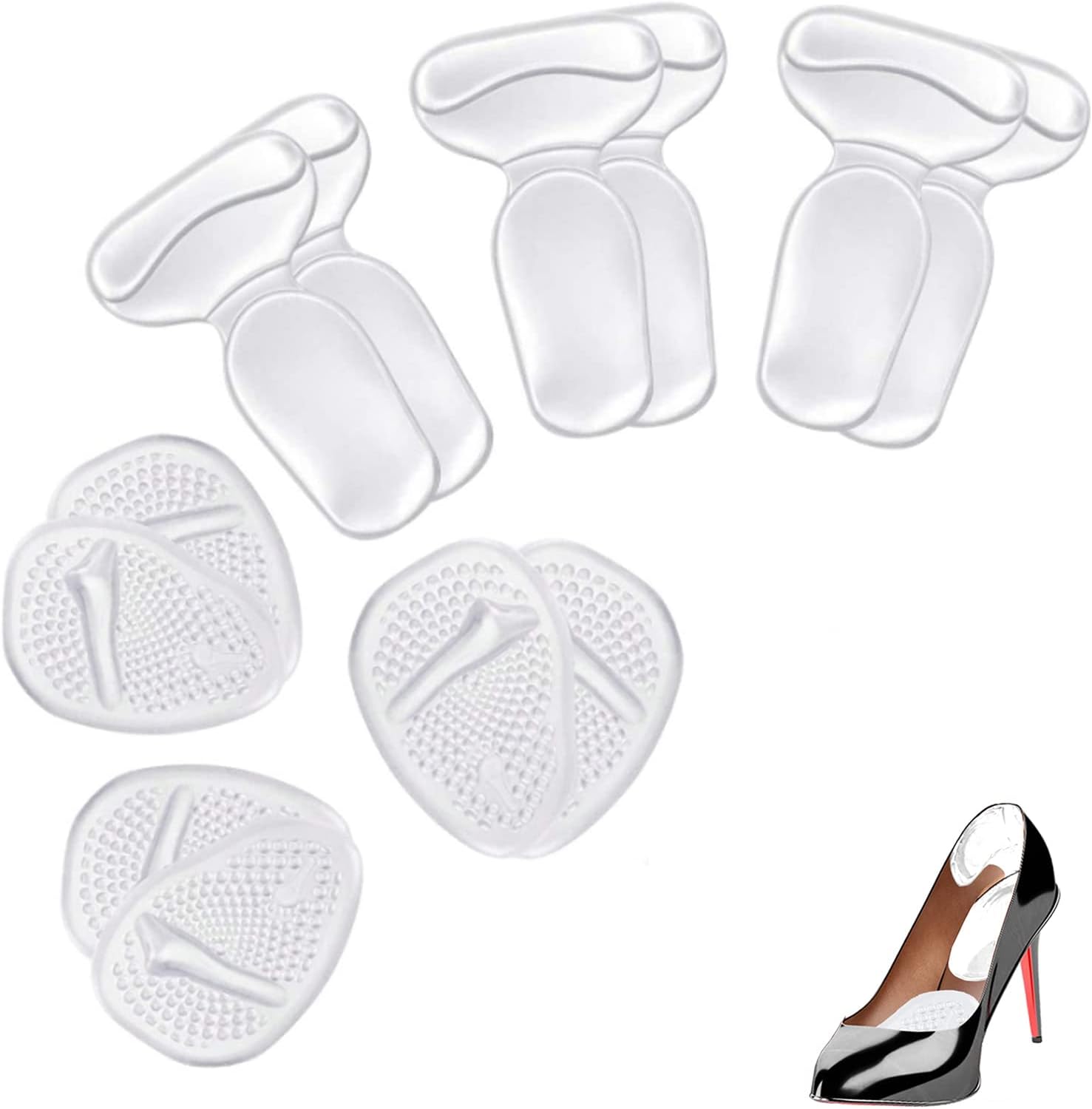 Heel Pads for Shoes,3 Pairs Heel Grips and 3 Pairs Ball of