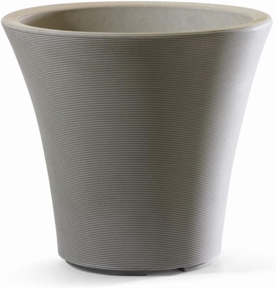 Garden Elements Indoor/Outdoor Resin Pamploma Round Planter, Sand 12"