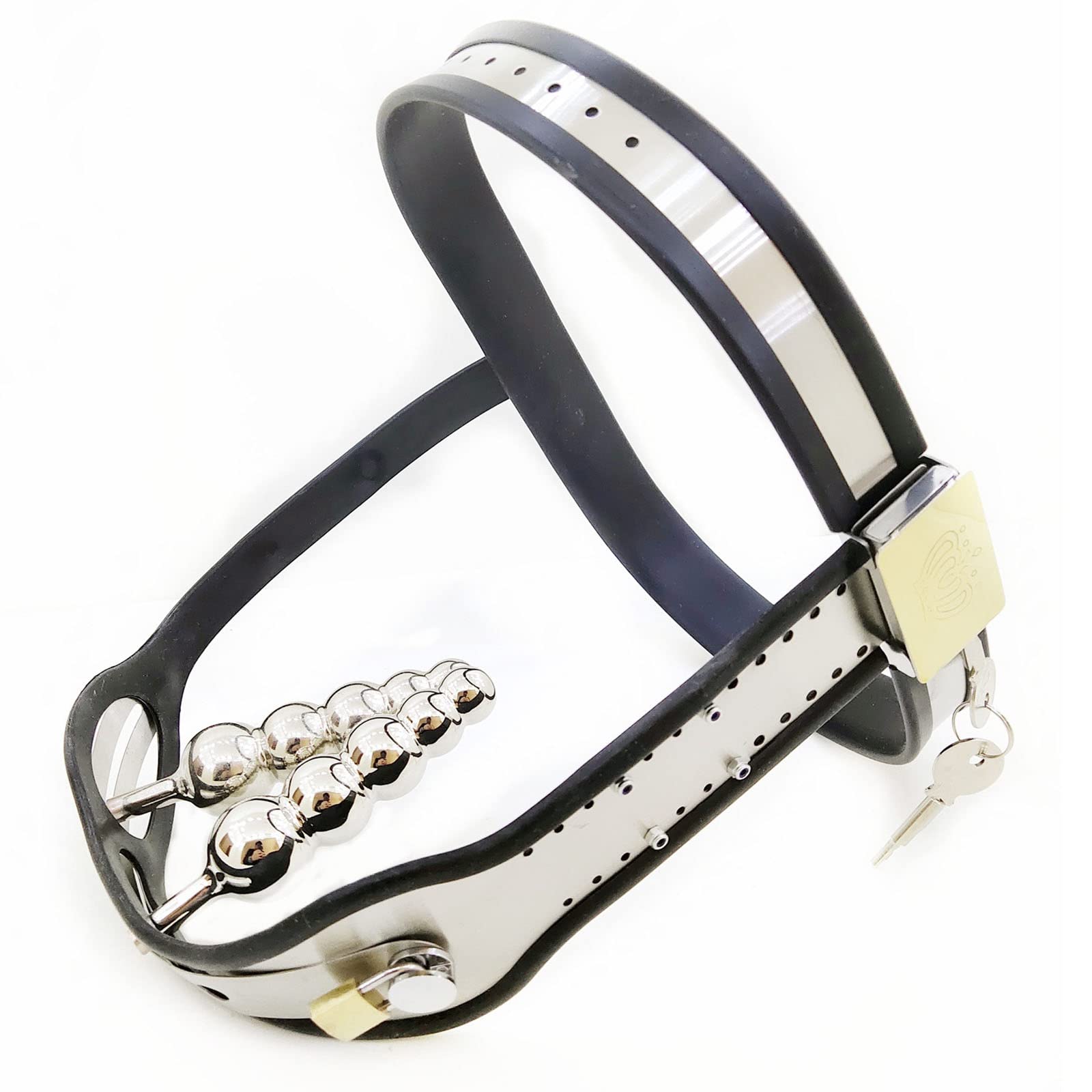 Ceinture De Chasteté pour Femme en Acier Inoxydable, Design Invisible, Bouchons Anaux et Vaginaux Amovibles, Sex Toy Fétiche SM, 60~90cm, Noir
