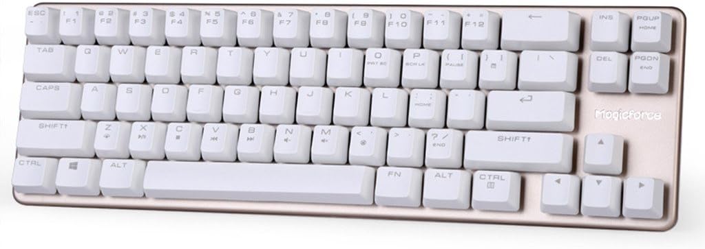Qisan Mechanical Keyboard Gaming Keyboard Blue Switch 68-Keys Mini Design (60%) Gaming Wired Keyboard White Golden Magicforce
