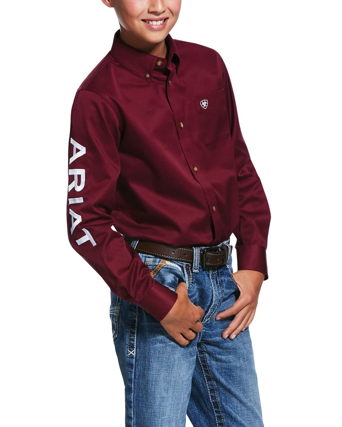 ARIAT boys Team Logo Twill Classic Fit Shirt