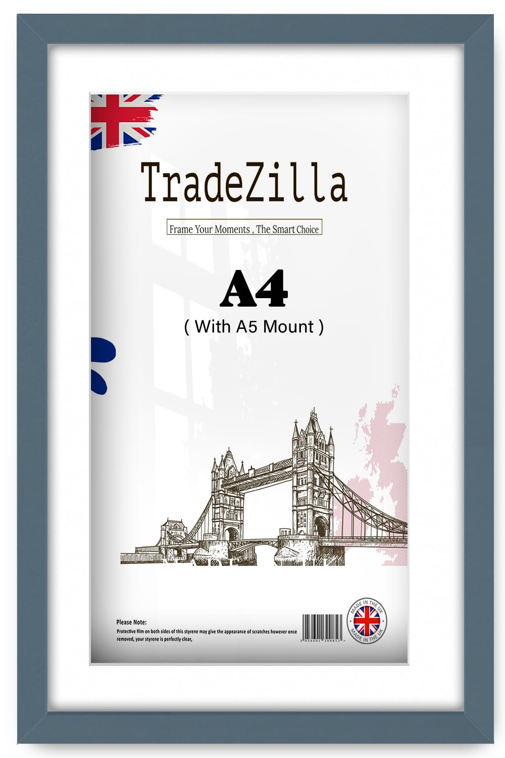 TradeZilla | MDF Artistic Picture Frame A4 (21.00 x 29.70 cm) With A5-(8 x 5.5 Inch) White Mount Wall Mounted | 8 x 11 Photo, Art Print, Frame for Home & Gallery [ Dark Grey ] — image 1