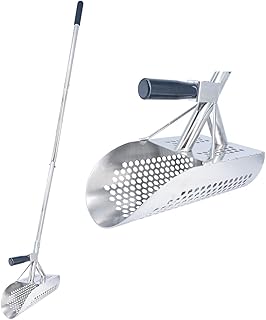 Sand Scoop for Metal Detecting, Heavy Duty Metal Detector Beach Finds Scoop, Anti-Rust Metal Detector,Digging Tools for Sand Sifting and Treasure Hunting.
