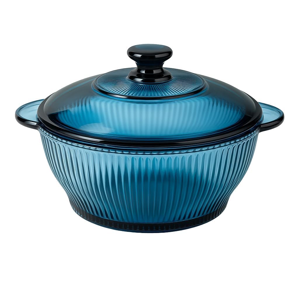 KINOTI 1500ml Blue Borosilicate Glass Casserole with Lid – Heat-Resistant Oven-to-Table Serving Bowl – Microwave, Oven, & Dishwasher Safe Glass Cookware for Baking, Mixing, & Food Storage-picture-31