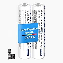NiMH Battery Micro AAA 800 mAh 1.2 V for Gigaset Handsets, Ready-to-Use Rechargeable Batteries AAA for Panosonic Cordless Phones, Low Self-Discharge, Quick Charge - Pack of 2