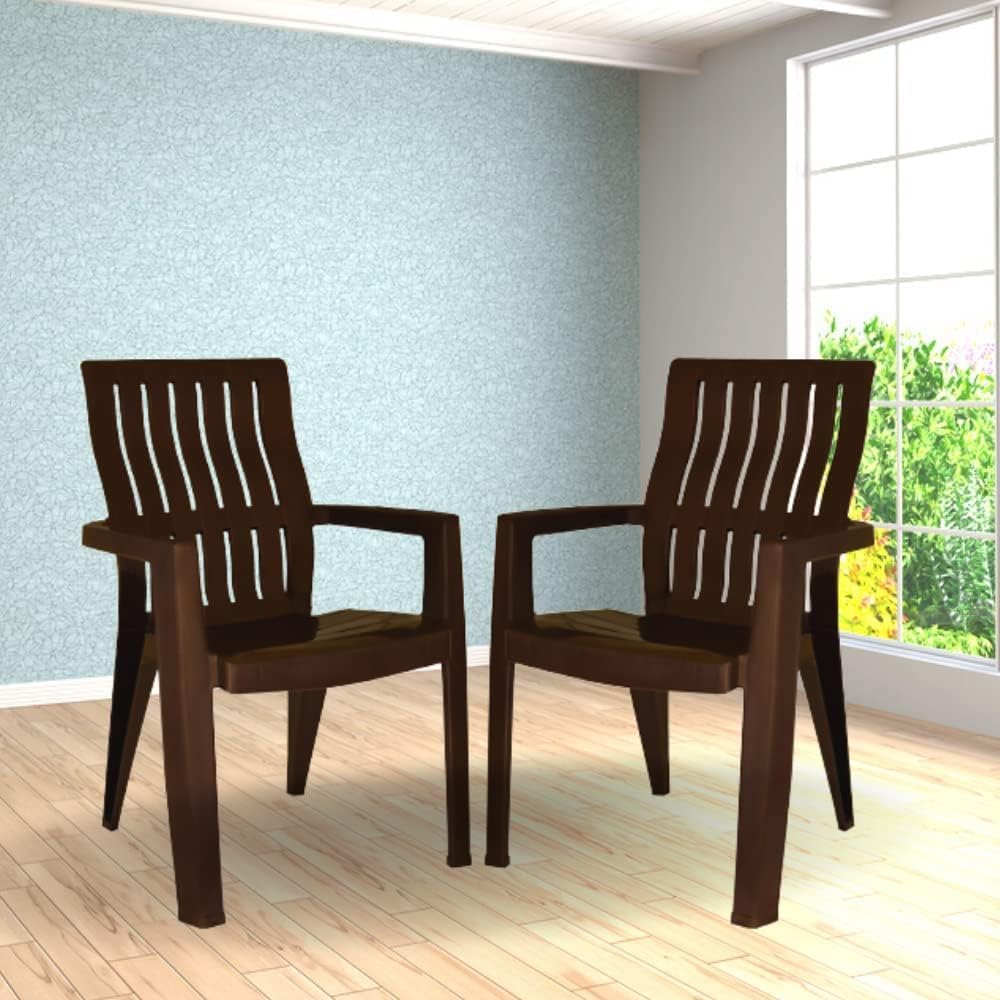 ITALICA 2277 Spine Care Plastic Chair for Indoor/Outdoor/Study/Office/Living Room/Dining Room/Bedroom/Kitchen/Garden/Stackable Chair - Set of 2 Pcs Chair (2, Brown)-image-8