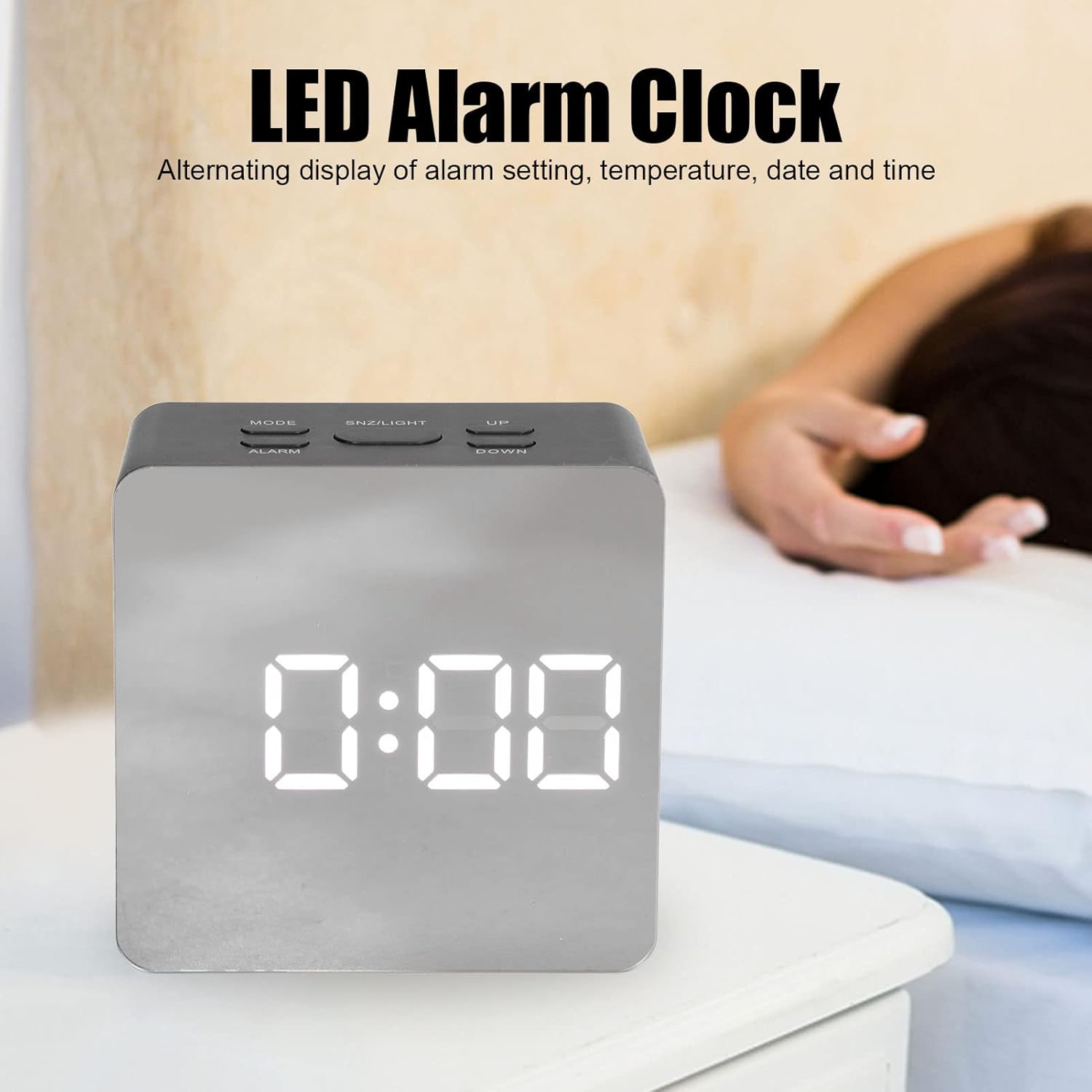 Buy Digital Alarm Clock, LED Mirror Electronic Clocks with USB Charging