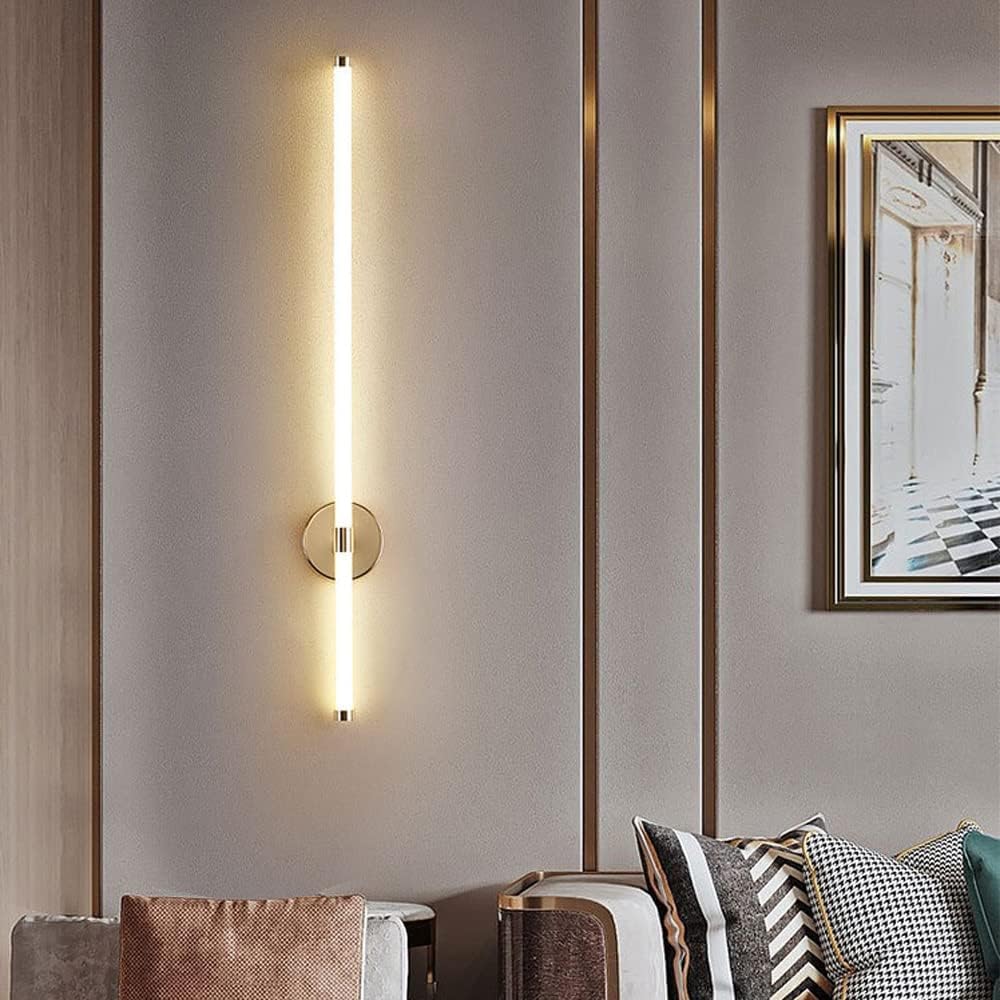 CUNTO Applique da parete dimmerabile Applique da parete Barra luminosa a LED Striscia lineare Applique da parete Lampada da parete in vetro con telecomando, apparecchi di illuminazione per lavabo